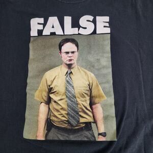 The Office Dwight Schrute 'FALSE' Meme Black Short Sleeve T-Shirt Men's Size 2XL
